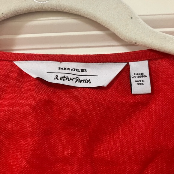 And Other Stories Red Front Knot Linen Top - NWOT - Picture 6 of 7